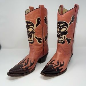 PRE-LOVED Corral Skull Crossbones Western Boots - Size 8